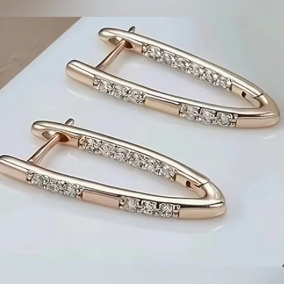 🦋Elegant Gold and Silver Hoop Earrings - Picture 2 of 3